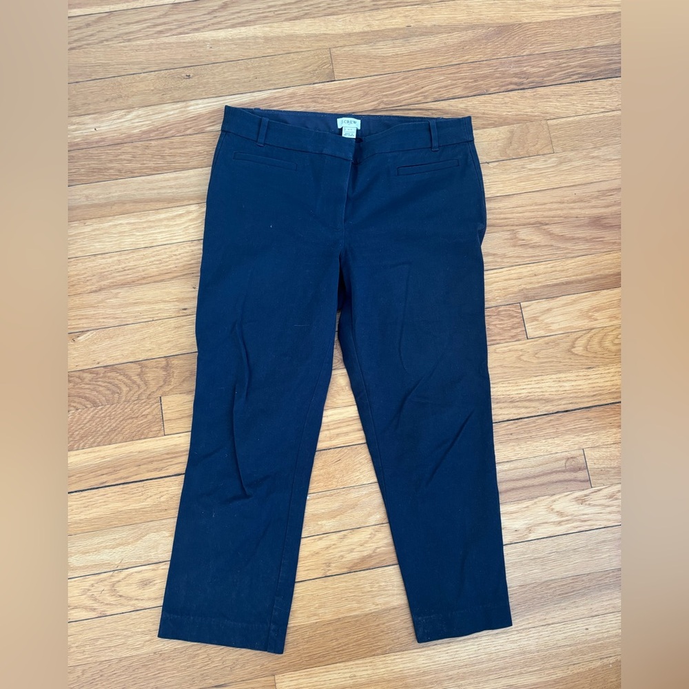 J. Crew Women’s Crop Dress Pants Size 6 Cotton Viscose Elastane Blend Navy Blue